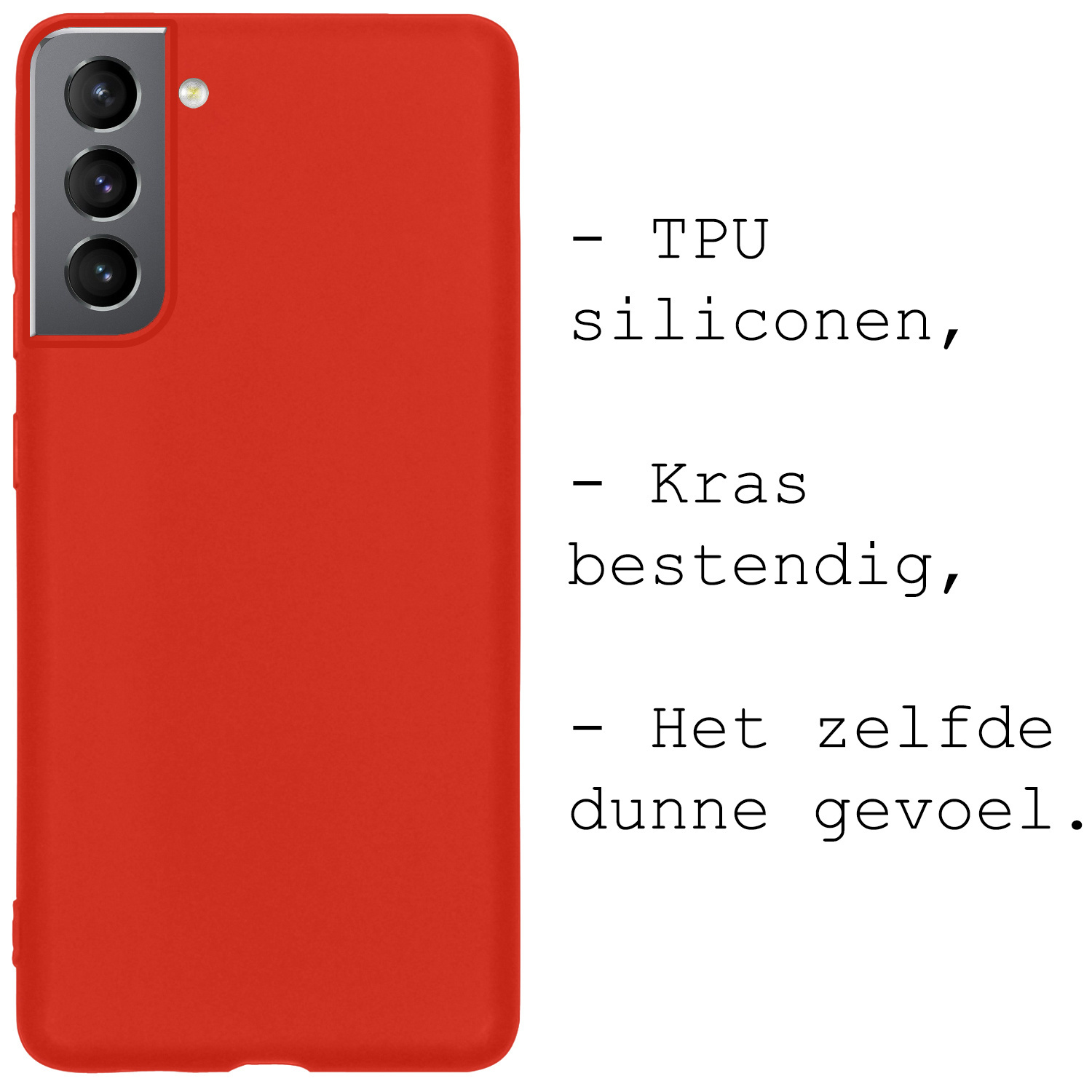 BASEY. Hoes Geschikt voor Samsung S22 Hoesje Siliconen Back Cover Case Met Screenprotector - Hoesje Geschikt voor Samsung Galaxy S22 Hoes Cover Hoesje - Rood