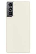 BASEY. Hoes Geschikt voor Samsung S22 Hoesje Siliconen Back Cover Case Met Screenprotector - Hoesje Geschikt voor Samsung Galaxy S22 Hoes Cover Hoesje - Wit