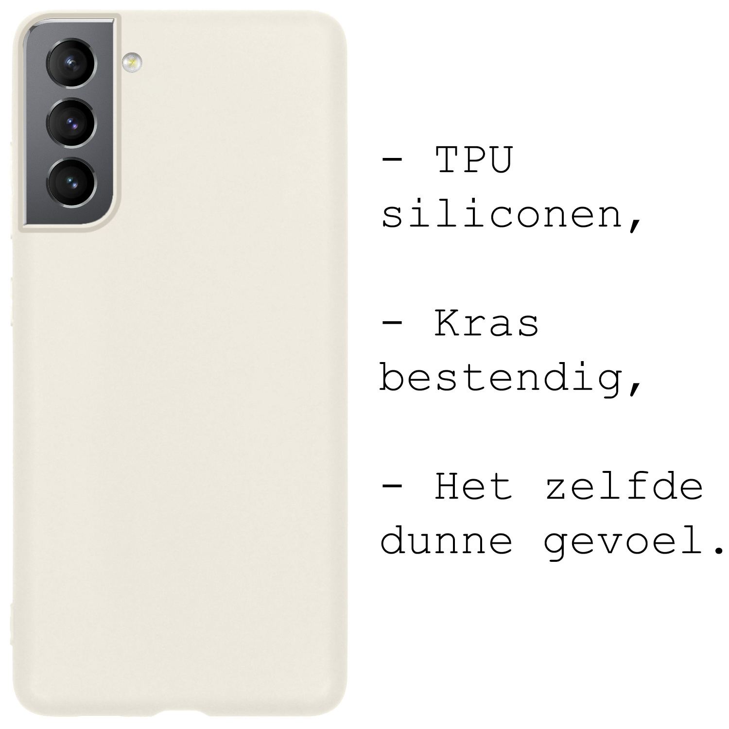 BASEY. Hoes Geschikt voor Samsung S22 Hoesje Siliconen Back Cover Case Met Screenprotector - Hoesje Geschikt voor Samsung Galaxy S22 Hoes Cover Hoesje - Wit