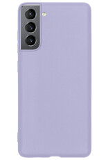 BASEY. Hoes Geschikt voor Samsung S22 Hoesje Siliconen Back Cover Case Met 2x Screenprotector - Hoesje Geschikt voor Samsung Galaxy S22 Hoes Cover Hoesje - Lila