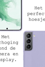 BASEY. Hoes Geschikt voor Samsung S22 Hoesje Siliconen Back Cover Case Met 2x Screenprotector - Hoesje Geschikt voor Samsung Galaxy S22 Hoes Cover Hoesje - Lila