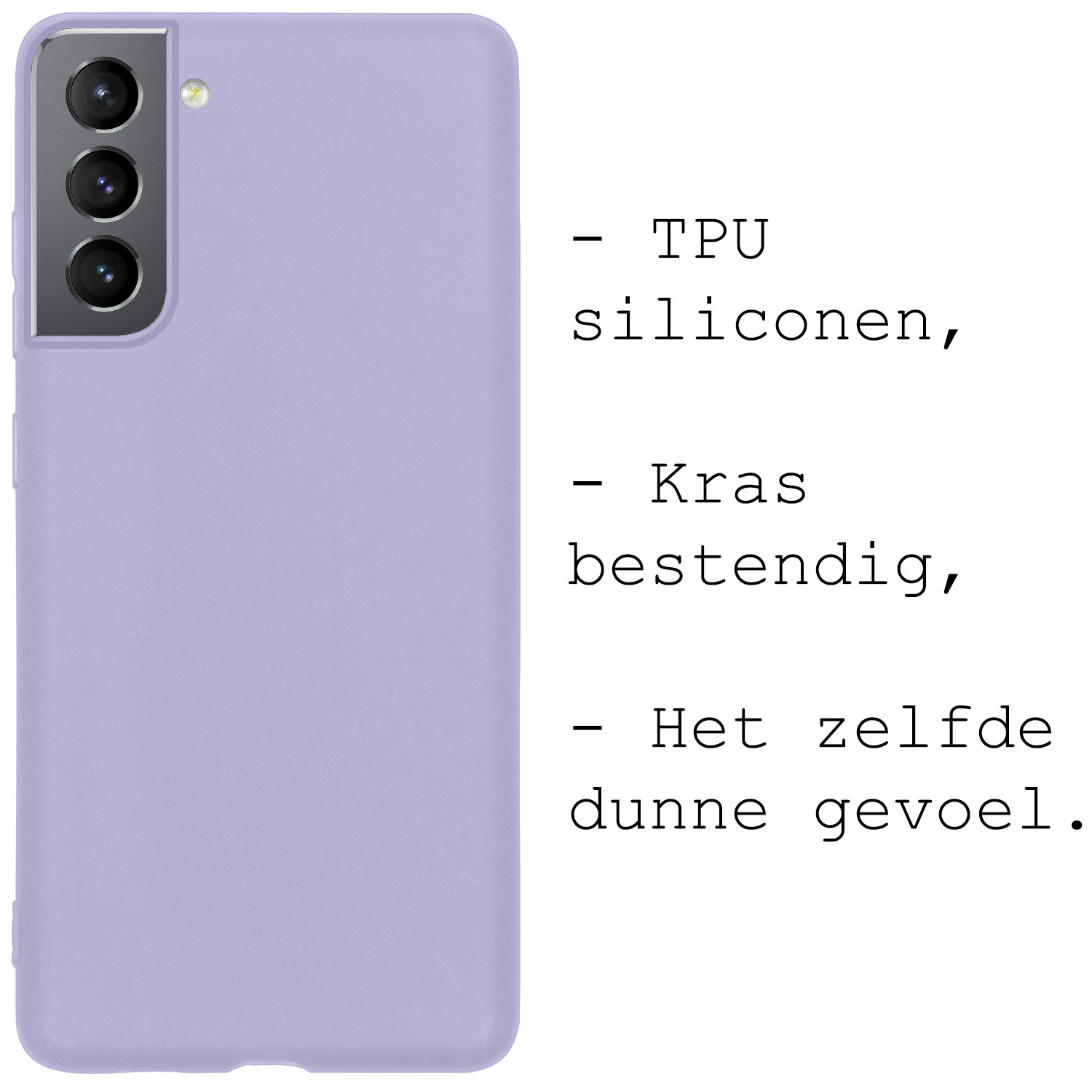 BASEY. Hoes Geschikt voor Samsung S22 Hoesje Siliconen Back Cover Case Met 2x Screenprotector - Hoesje Geschikt voor Samsung Galaxy S22 Hoes Cover Hoesje - Lila