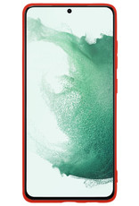 BASEY. Hoes Geschikt voor Samsung S22 Hoesje Siliconen Back Cover Case Met 2x Screenprotector - Hoesje Geschikt voor Samsung Galaxy S22 Hoes Cover Hoesje - Rood