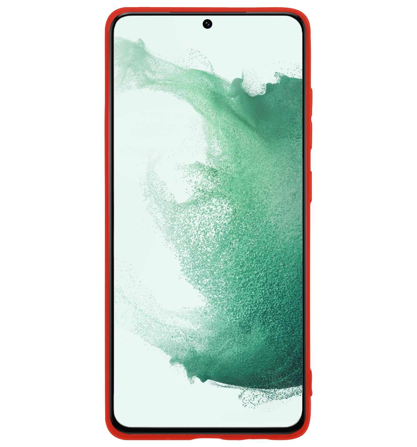 BASEY. Hoes Geschikt voor Samsung S22 Hoesje Siliconen Back Cover Case Met 2x Screenprotector - Hoesje Geschikt voor Samsung Galaxy S22 Hoes Cover Hoesje - Rood