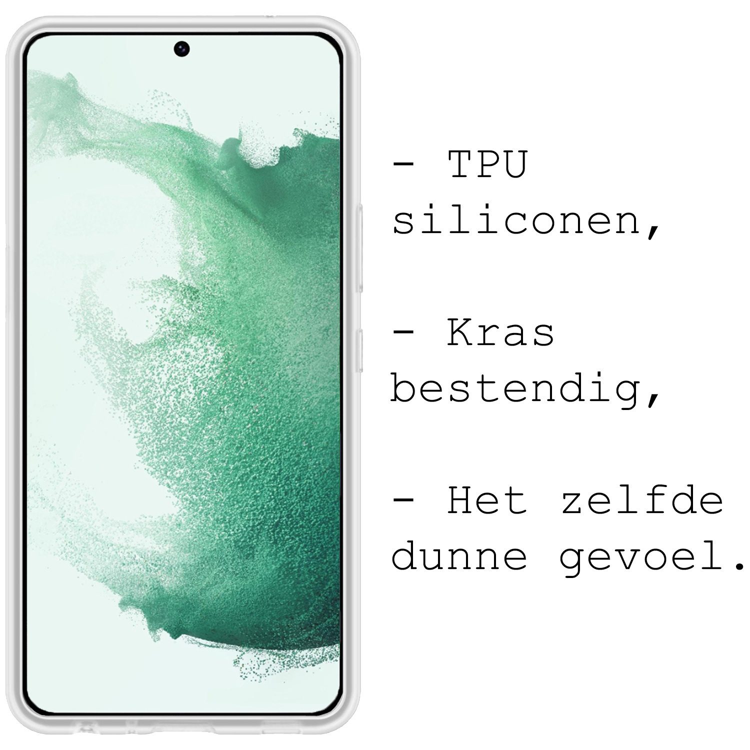BASEY. Hoes Geschikt voor Samsung S22 Hoesje Siliconen Back Cover Case Met 2x Screenprotector - Hoesje Geschikt voor Samsung Galaxy S22 Hoes Cover Hoesje - Transparant