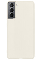 BASEY. Hoes Geschikt voor Samsung S22 Hoesje Siliconen Back Cover Case Met 2x Screenprotector - Hoesje Geschikt voor Samsung Galaxy S22 Hoes Cover Hoesje - Wit