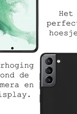 BASEY. Hoes Geschikt voor Samsung S22 Hoesje Siliconen Back Cover Case Met 2x Screenprotector - Hoesje Geschikt voor Samsung Galaxy S22 Hoes Cover Hoesje - Zwart