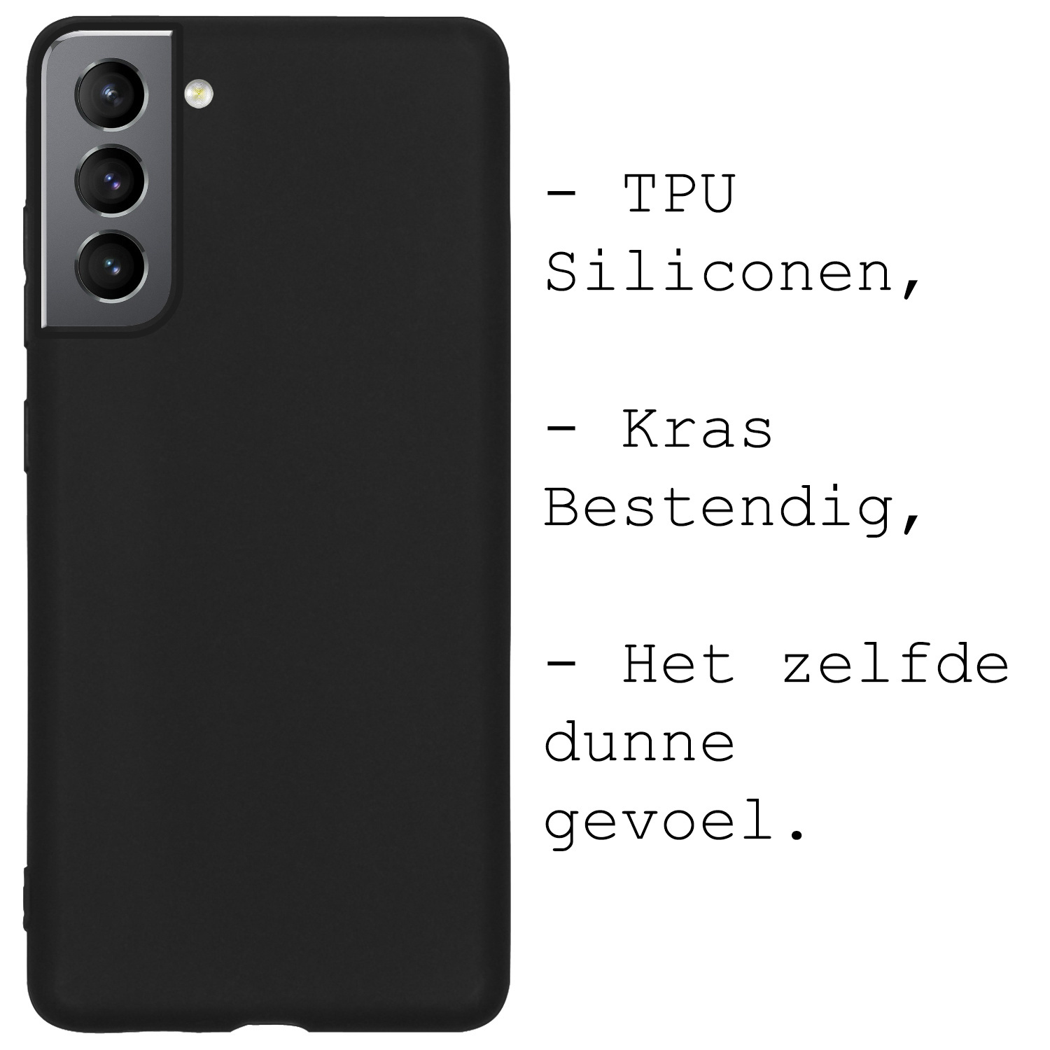 BASEY. Hoes Geschikt voor Samsung S22 Hoesje Siliconen Back Cover Case Met 2x Screenprotector - Hoesje Geschikt voor Samsung Galaxy S22 Hoes Cover Hoesje - Zwart
