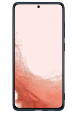 Nomfy Hoesje Geschikt voor Samsung S22 Hoesje Siliconen Cover Case Met Screenprotector - Hoes Geschikt voor Samsung Galaxy S22 Hoes Back Case - Donkerblauw
