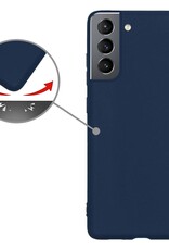 Nomfy Hoesje Geschikt voor Samsung S22 Hoesje Siliconen Cover Case Met Screenprotector - Hoes Geschikt voor Samsung Galaxy S22 Hoes Back Case - Donkerblauw