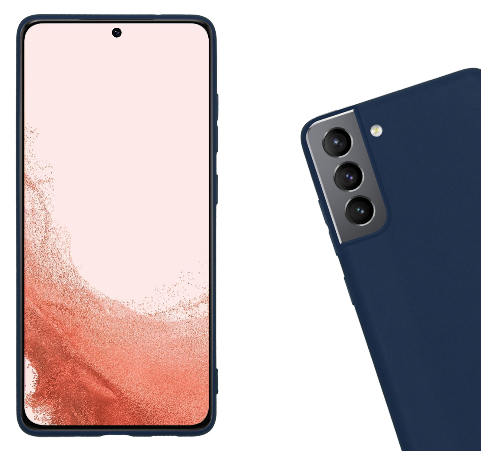 Nomfy Hoesje Geschikt voor Samsung S22 Hoesje Siliconen Cover Case Met Screenprotector - Hoes Geschikt voor Samsung Galaxy S22 Hoes Back Case - Donkerblauw