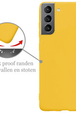 Nomfy Hoesje Geschikt voor Samsung S22 Hoesje Siliconen Cover Case Met Screenprotector - Hoes Geschikt voor Samsung Galaxy S22 Hoes Back Case - Geel