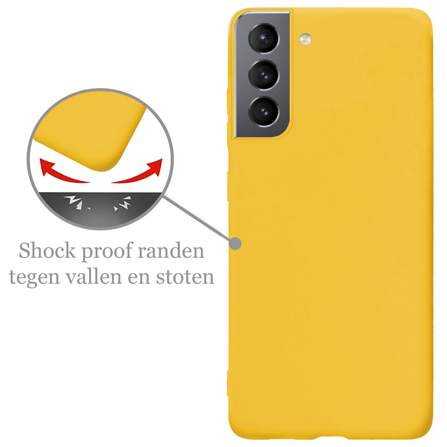 Nomfy Hoesje Geschikt voor Samsung S22 Hoesje Siliconen Cover Case Met Screenprotector - Hoes Geschikt voor Samsung Galaxy S22 Hoes Back Case - Geel