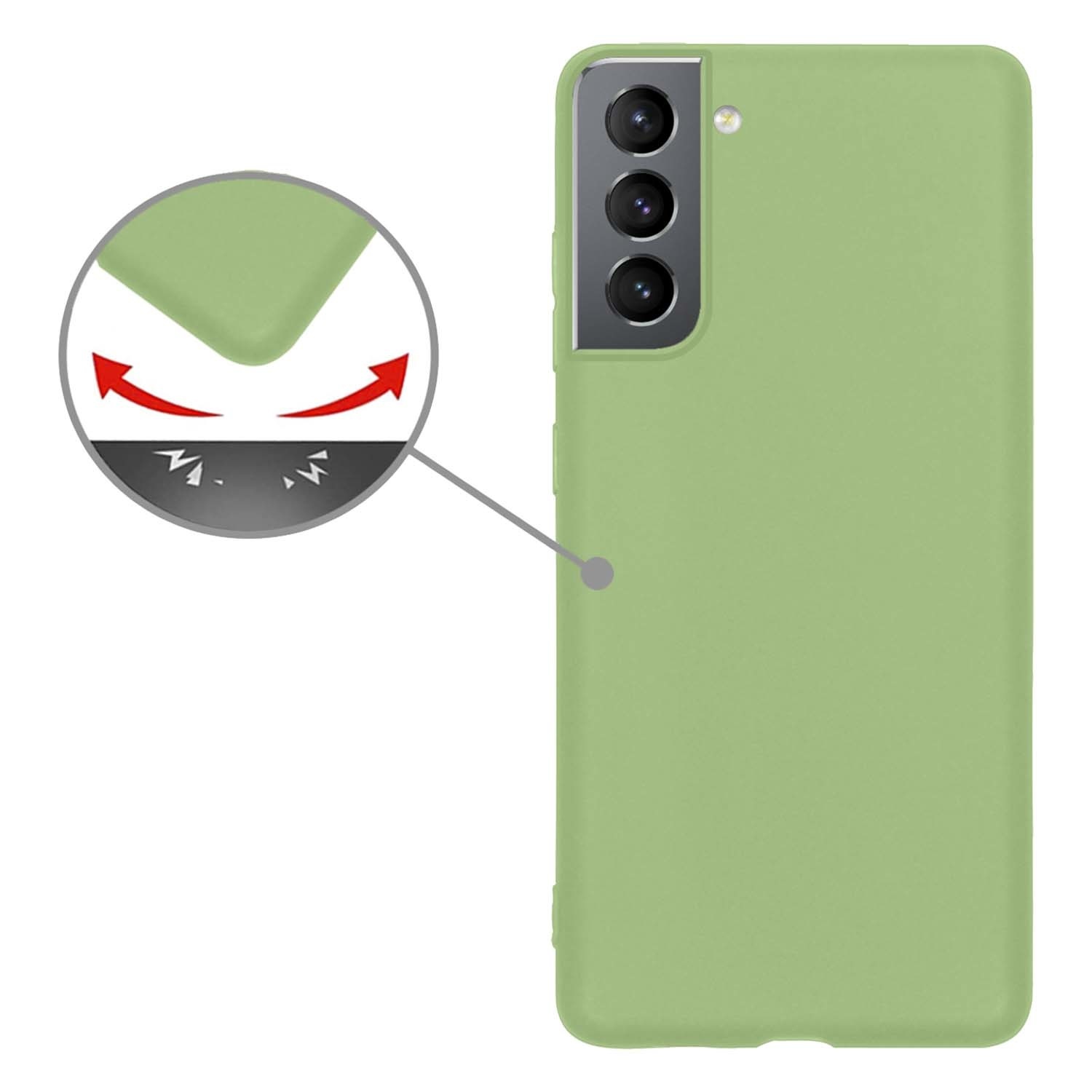 Nomfy Hoesje Geschikt voor Samsung S22 Hoesje Siliconen Cover Case Met Screenprotector - Hoes Geschikt voor Samsung Galaxy S22 Hoes Back Case - Groen