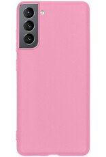 Nomfy Hoesje Geschikt voor Samsung S22 Hoesje Siliconen Cover Case Met Screenprotector - Hoes Geschikt voor Samsung Galaxy S22 Hoes Back Case - Lichtroze