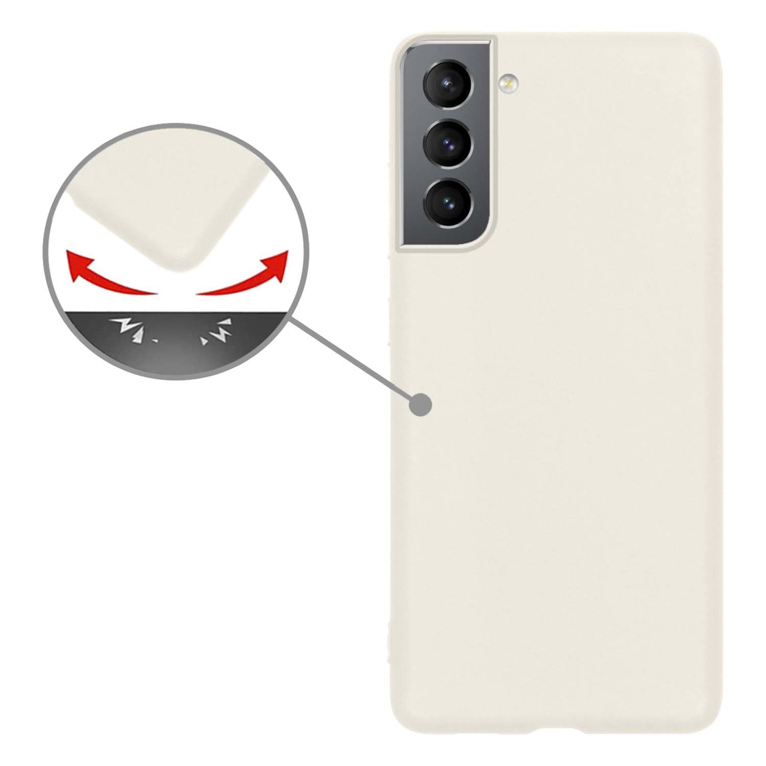 Nomfy Hoesje Geschikt voor Samsung S22 Hoesje Siliconen Cover Case Met Screenprotector - Hoes Geschikt voor Samsung Galaxy S22 Hoes Back Case - Wit