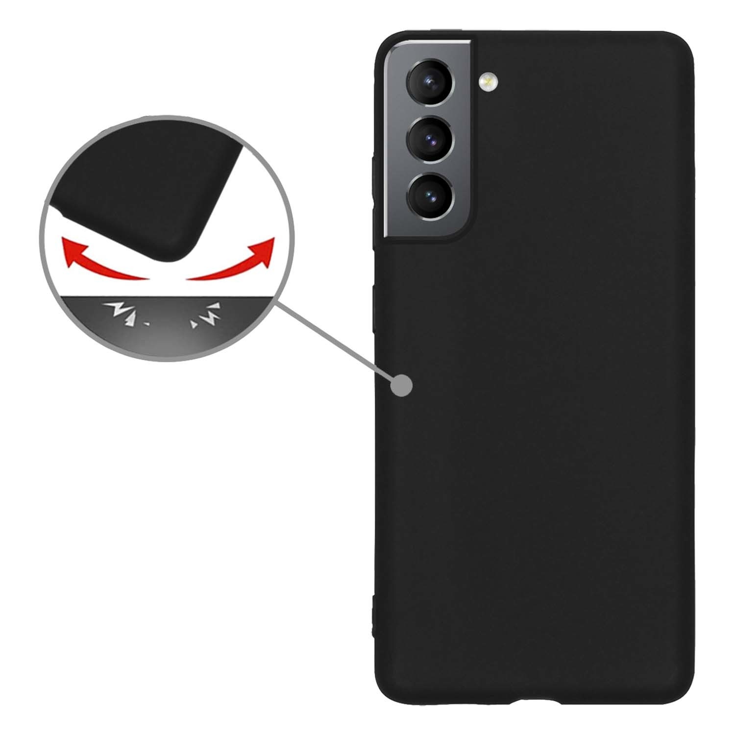 Nomfy Hoesje Geschikt voor Samsung S22 Hoesje Siliconen Cover Case Met Screenprotector - Hoes Geschikt voor Samsung Galaxy S22 Hoes Back Case - Zwart