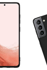 Nomfy Hoesje Geschikt voor Samsung S22 Hoesje Siliconen Cover Case Met Screenprotector - Hoes Geschikt voor Samsung Galaxy S22 Hoes Back Case - Zwart