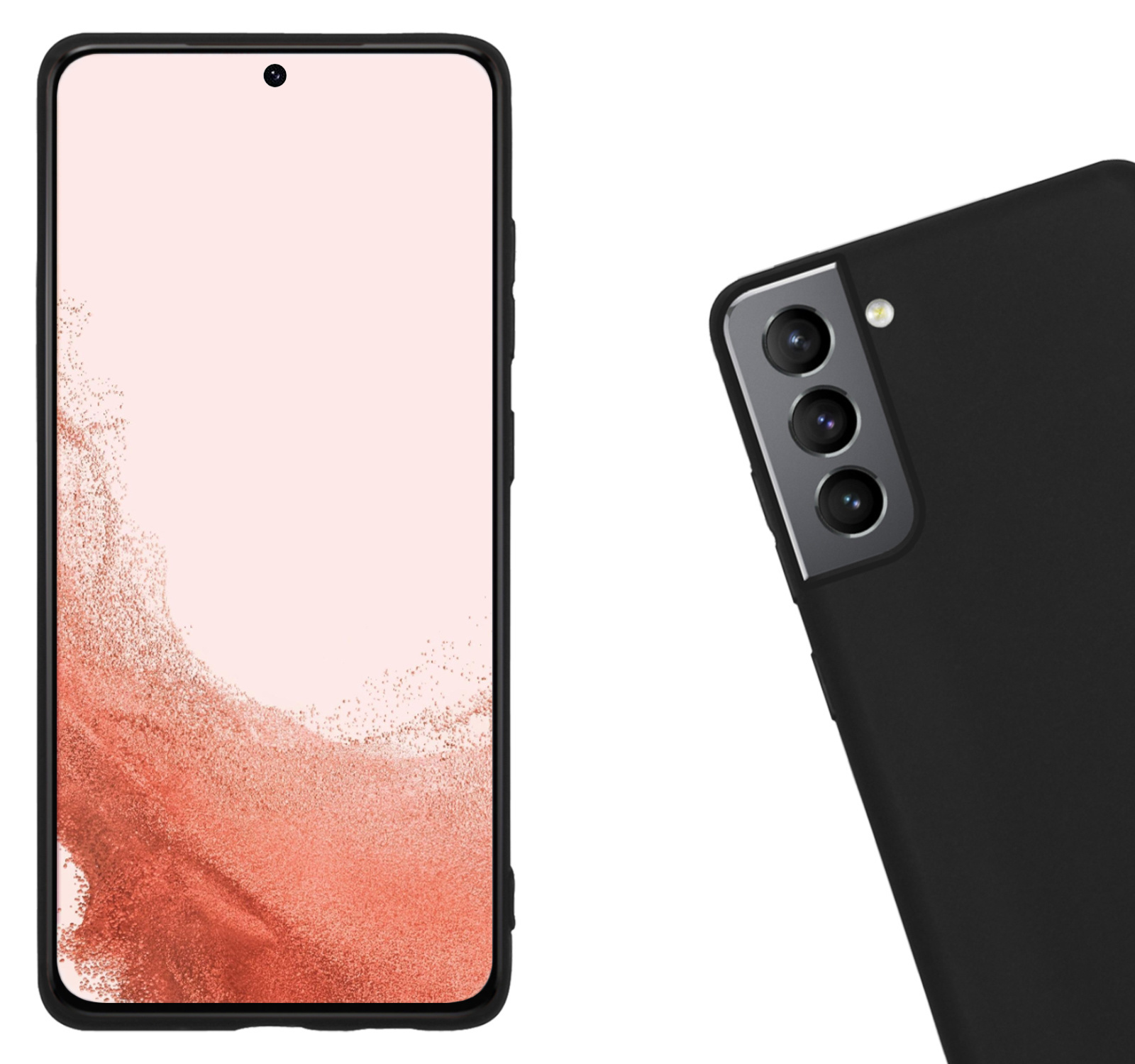 Nomfy Hoesje Geschikt voor Samsung S22 Hoesje Siliconen Cover Case Met Screenprotector - Hoes Geschikt voor Samsung Galaxy S22 Hoes Back Case - Zwart