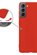 Nomfy Hoesje Geschikt voor Samsung S22 Hoesje Siliconen Cover Case Met 2x Screenprotector - Hoes Geschikt voor Samsung Galaxy S22 Hoes Back Case - Rood