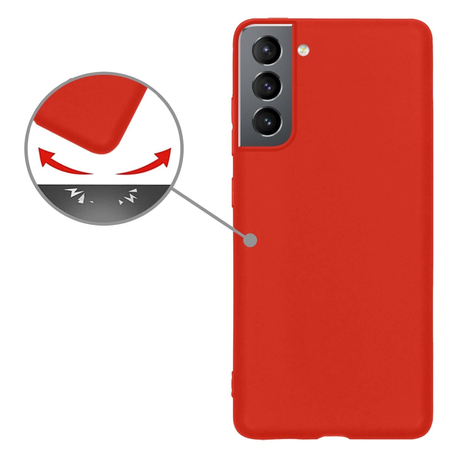 Nomfy Hoesje Geschikt voor Samsung S22 Hoesje Siliconen Cover Case Met 2x Screenprotector - Hoes Geschikt voor Samsung Galaxy S22 Hoes Back Case - Rood