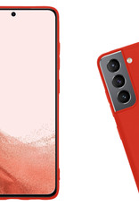 Nomfy Hoesje Geschikt voor Samsung S22 Hoesje Siliconen Cover Case Met 2x Screenprotector - Hoes Geschikt voor Samsung Galaxy S22 Hoes Back Case - Rood