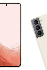 Nomfy Hoesje Geschikt voor Samsung S22 Hoesje Siliconen Cover Case Met 2x Screenprotector - Hoes Geschikt voor Samsung Galaxy S22 Hoes Back Case - Wit