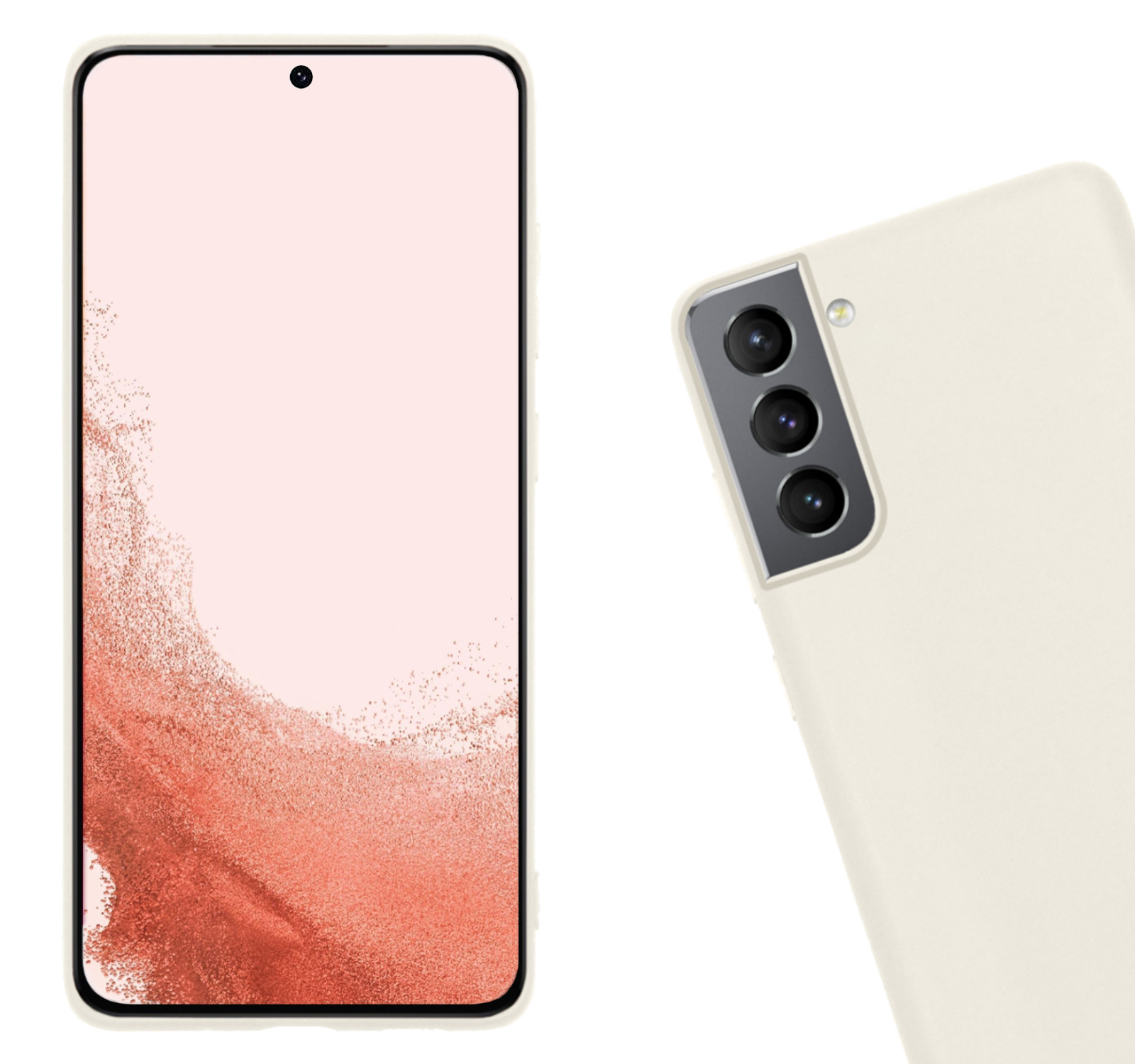 Nomfy Hoesje Geschikt voor Samsung S22 Hoesje Siliconen Cover Case Met 2x Screenprotector - Hoes Geschikt voor Samsung Galaxy S22 Hoes Back Case - Wit