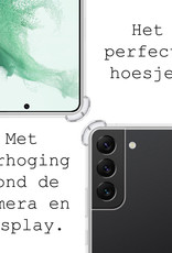 BASEY. Hoes Geschikt voor Samsung S22 Plus Hoesje Shock Proof Case Hoes Siliconen Met Screenprotector - Hoesje Geschikt voor Samsung Galaxy S22 Plus Hoes Cover Shockproof - Transparant