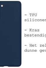 BASEY. Hoes Geschikt voor Samsung S22 Plus Hoesje Siliconen Back Cover Case Met Screenprotector - Hoesje Geschikt voor Samsung Galaxy S22 Plus Hoes Cover Hoesje - Donkerblauw
