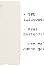 BASEY. Hoes Geschikt voor Samsung S22 Plus Hoesje Siliconen Back Cover Case Met Screenprotector - Hoesje Geschikt voor Samsung Galaxy S22 Plus Hoes Cover Hoesje - Wit