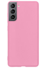 BASEY. Hoes Geschikt voor Samsung S22 Plus Hoesje Siliconen Back Cover Case Met 2x Screenprotector - Hoesje Geschikt voor Samsung Galaxy S22 Plus Hoes Cover Hoesje - Lichtroze