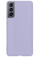 BASEY. Hoes Geschikt voor Samsung S22 Plus Hoesje Siliconen Back Cover Case Met 2x Screenprotector - Hoesje Geschikt voor Samsung Galaxy S22 Plus Hoes Cover Hoesje - Lila