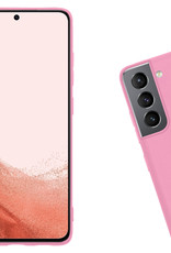 Nomfy Hoesje Geschikt voor Samsung S22 Plus Hoesje Siliconen Cover Case Met Screenprotector - Hoes Geschikt voor Samsung Galaxy S22 Plus Hoes Back Case - Lichtroze
