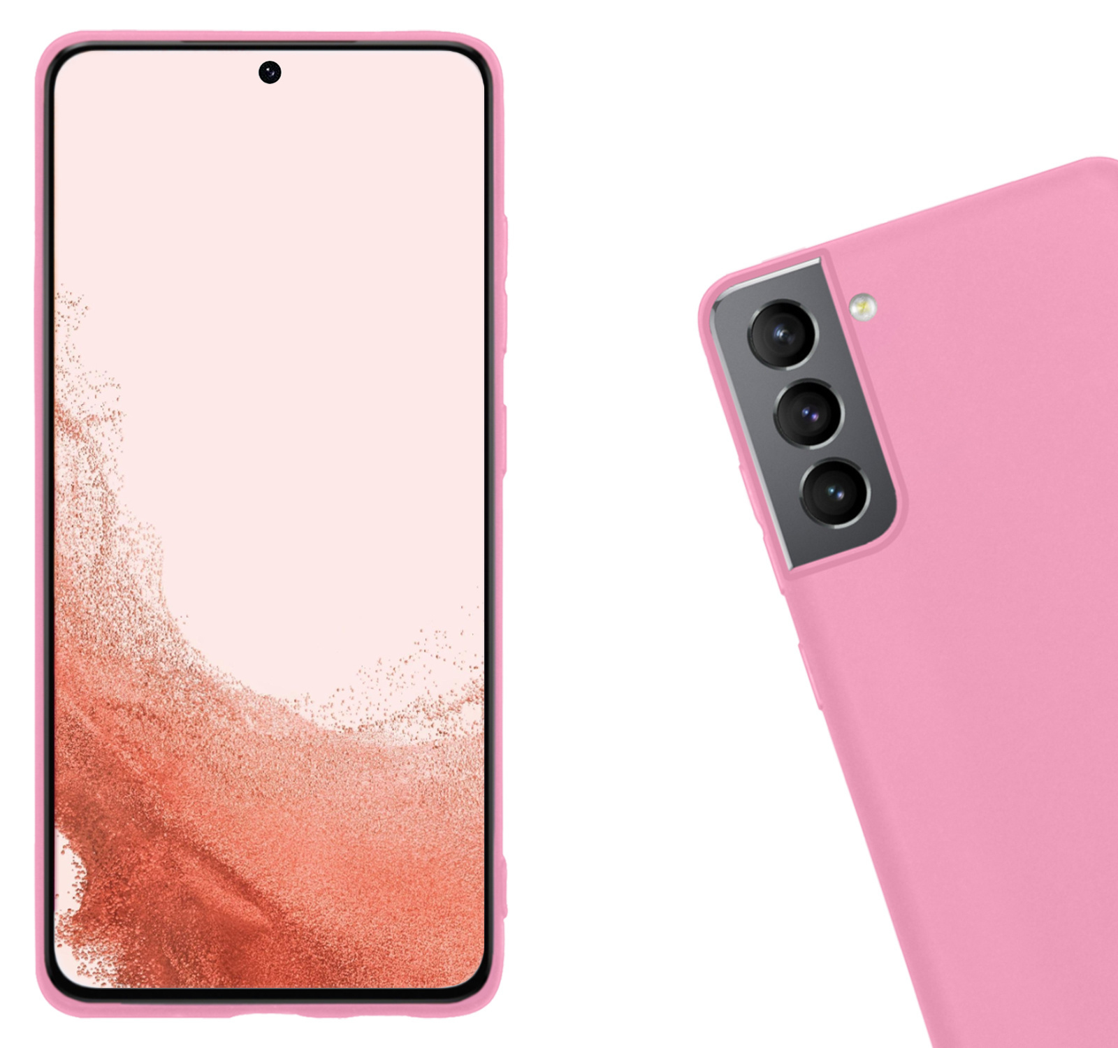 Nomfy Hoesje Geschikt voor Samsung S22 Plus Hoesje Siliconen Cover Case Met Screenprotector - Hoes Geschikt voor Samsung Galaxy S22 Plus Hoes Back Case - Lichtroze