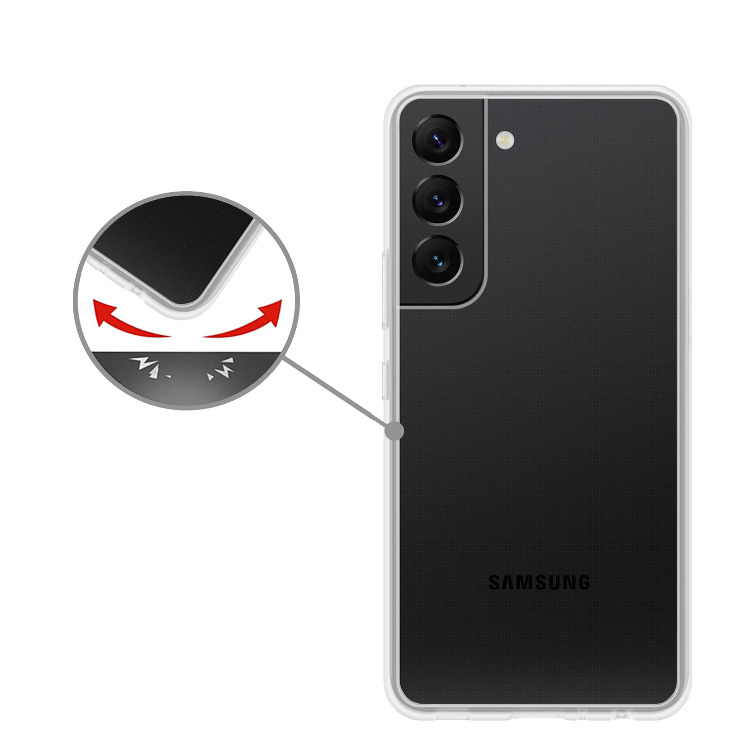 Nomfy Hoesje Geschikt voor Samsung S22 Plus Hoesje Siliconen Cover Case Met Screenprotector - Hoes Geschikt voor Samsung Galaxy S22 Plus Hoes Back Case - Transparant