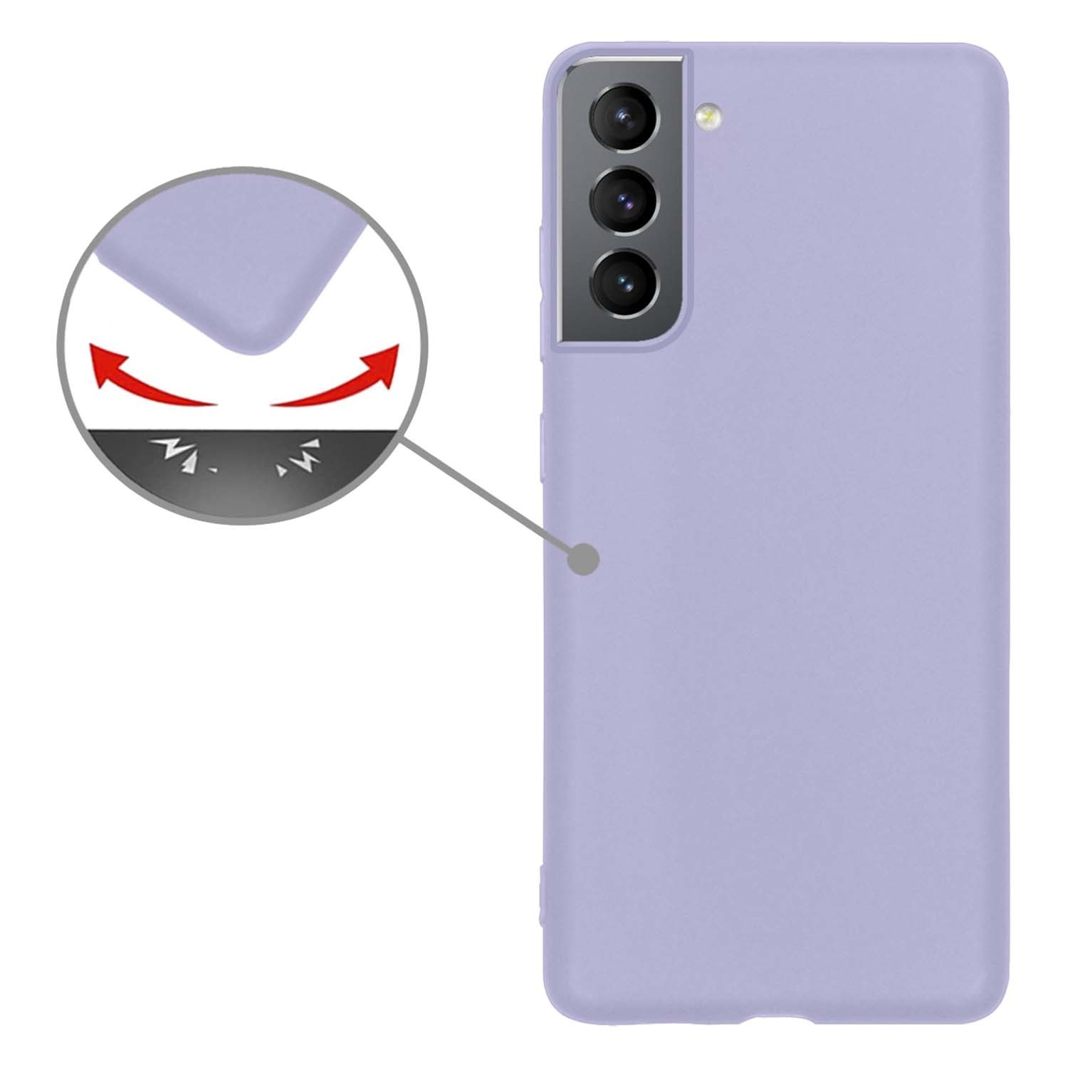 Nomfy Hoesje Geschikt voor Samsung S22 Plus Hoesje Siliconen Cover Case Met 2x Screenprotector - Hoes Geschikt voor Samsung Galaxy S22 Plus Hoes Back Case - Lila