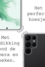 BASEY. Hoes Geschikt voor Samsung S22 Ultra Hoesje Shock Proof Case Hoes Siliconen Met 2x Screenprotector - Hoesje Geschikt voor Samsung Galaxy S22 Ultra Hoes Cover Shockproof - Transparant