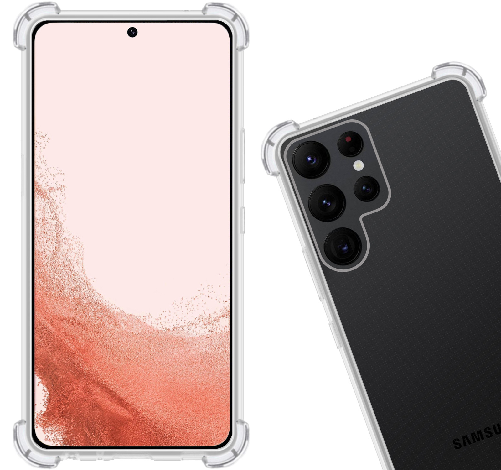 Nomfy Hoesje Geschikt voor Samsung S22 Ultra Hoesje Shock Proof Cover Case Shockproof Met Screenprotector - Hoes Geschikt voor Samsung Galaxy S22 Ultra Hoes Siliconen Back Case - Transparant