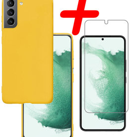 BASEY. BASEY. Samsung Galaxy S22 Hoesje Siliconen Met Screenprotector - Geel