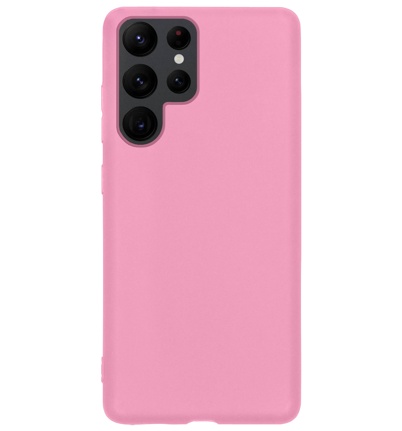 BASEY. Hoes Geschikt voor Samsung S22 Ultra Hoesje Siliconen Back Cover Case Met Screenprotector - Hoesje Geschikt voor Samsung Galaxy S22 Ultra Hoes Cover Hoesje - Lichtroze