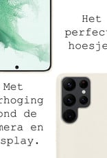 BASEY. Hoes Geschikt voor Samsung S22 Ultra Hoesje Siliconen Back Cover Case Met Screenprotector - Hoesje Geschikt voor Samsung Galaxy S22 Ultra Hoes Cover Hoesje - Wit