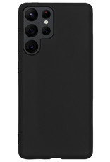 BASEY. Hoes Geschikt voor Samsung S22 Ultra Hoesje Siliconen Back Cover Case Met Screenprotector - Hoesje Geschikt voor Samsung Galaxy S22 Ultra Hoes Cover Hoesje - Zwart