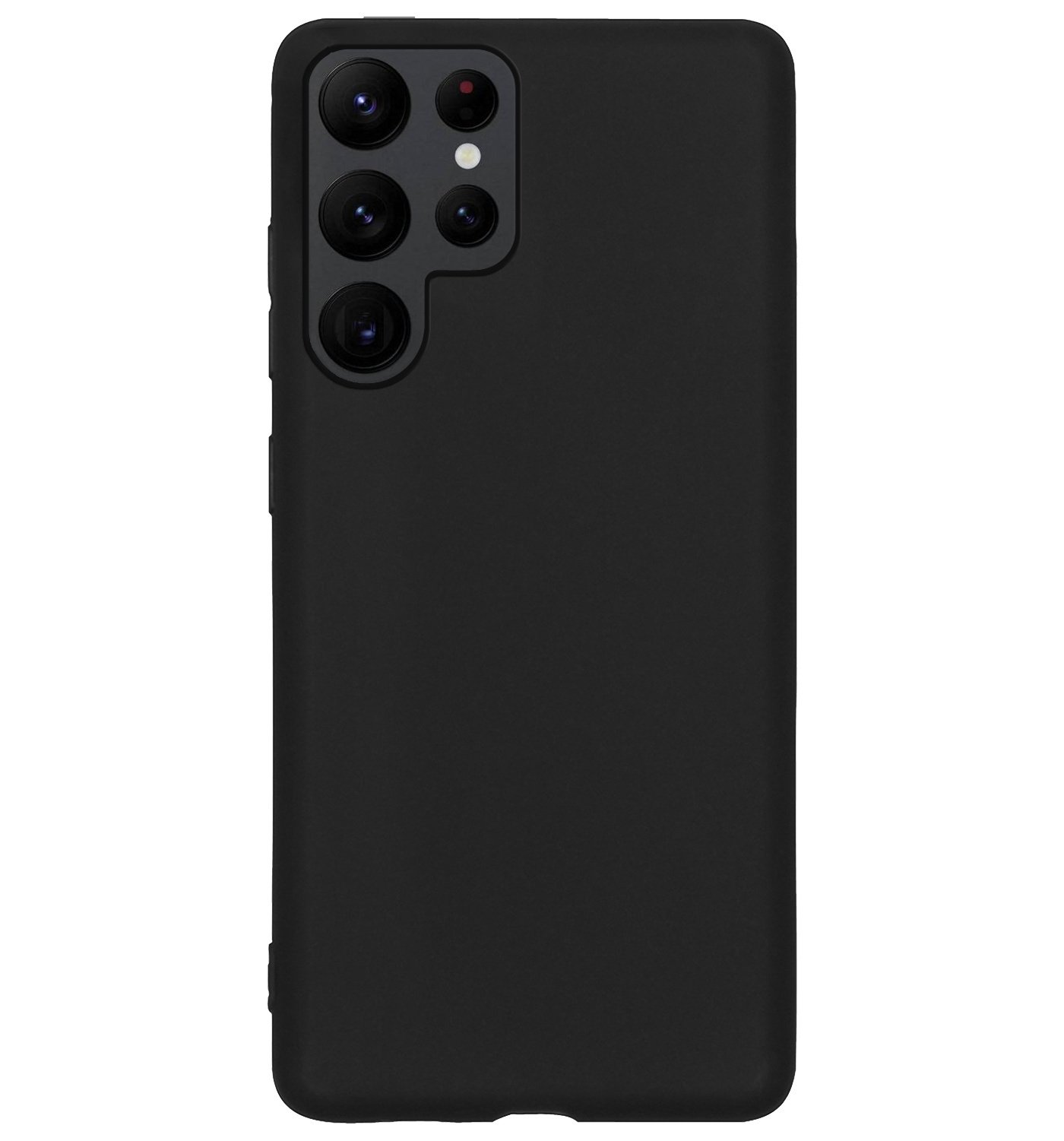 BASEY. Hoes Geschikt voor Samsung S22 Ultra Hoesje Siliconen Back Cover Case Met Screenprotector - Hoesje Geschikt voor Samsung Galaxy S22 Ultra Hoes Cover Hoesje - Zwart