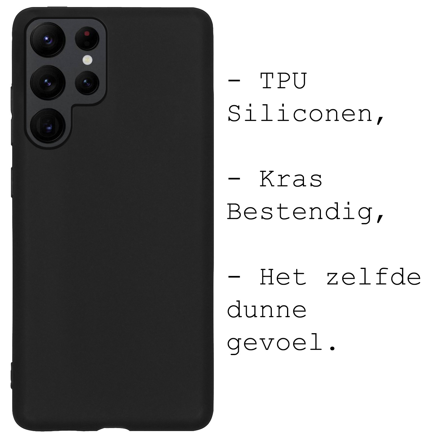 BASEY. Hoes Geschikt voor Samsung S22 Ultra Hoesje Siliconen Back Cover Case Met Screenprotector - Hoesje Geschikt voor Samsung Galaxy S22 Ultra Hoes Cover Hoesje - Zwart