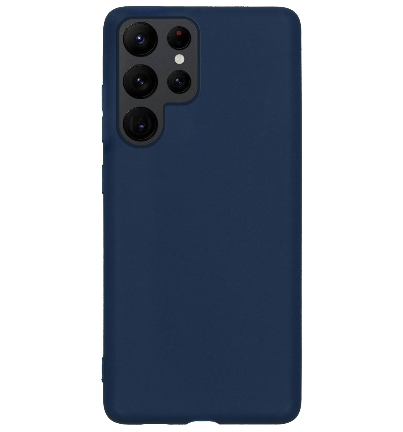 BASEY. Samsung Galaxy S22 Ultra Hoesje Siliconen Met 2x Screenprotector - Samsung Galaxy S22 Ultra Case Met 2x Screenprotector - Donkerblauw