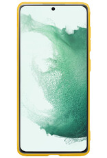 BASEY. Hoes Geschikt voor Samsung S22 Ultra Hoesje Siliconen Back Cover Case Met 2x Screenprotector - Hoesje Geschikt voor Samsung Galaxy S22 Ultra Hoes Cover Hoesje - Geel