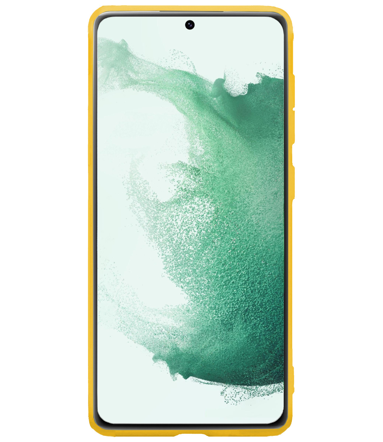 BASEY. Hoes Geschikt voor Samsung S22 Ultra Hoesje Siliconen Back Cover Case Met 2x Screenprotector - Hoesje Geschikt voor Samsung Galaxy S22 Ultra Hoes Cover Hoesje - Geel