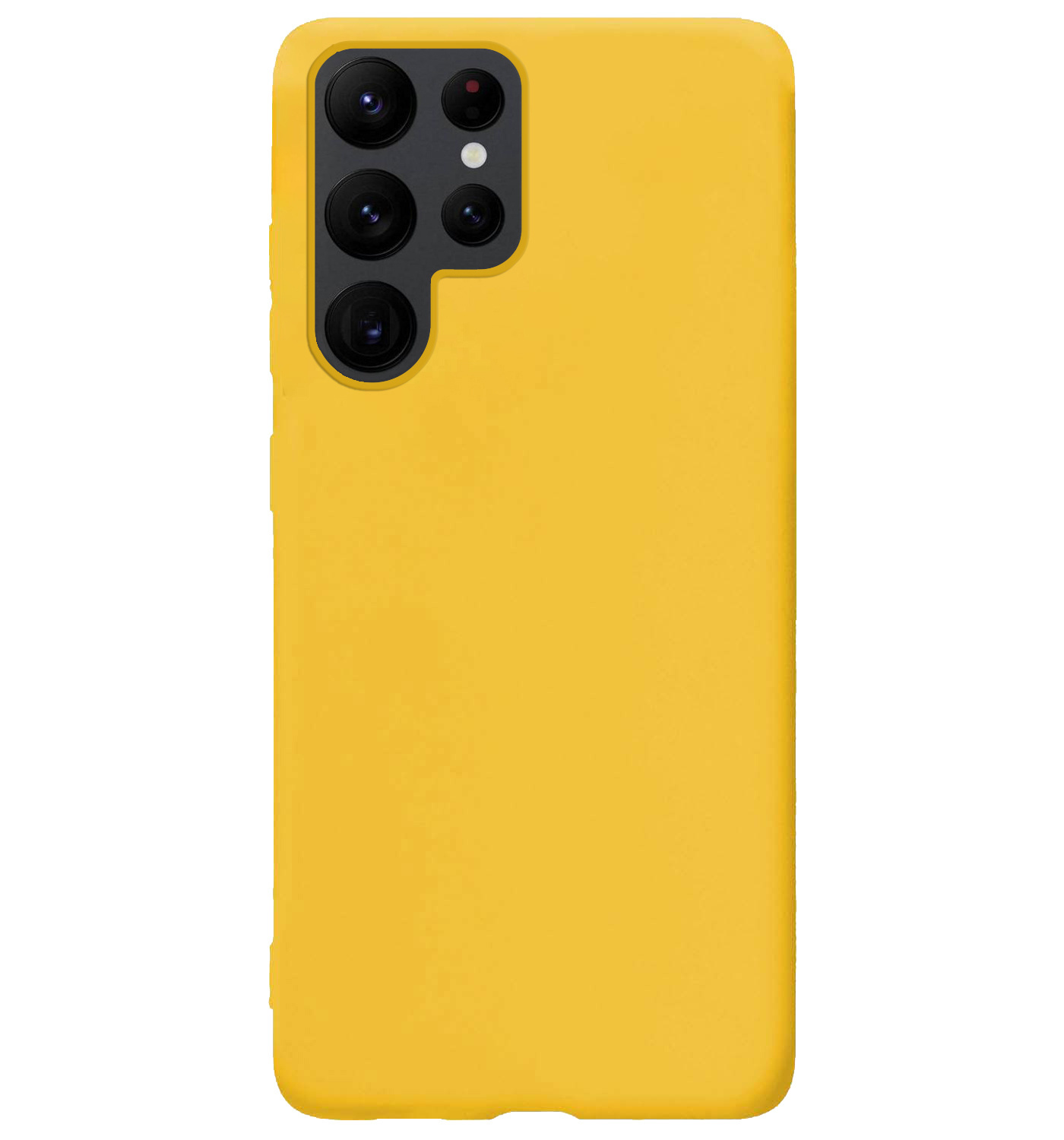 BASEY. Hoes Geschikt voor Samsung S22 Ultra Hoesje Siliconen Back Cover Case Met 2x Screenprotector - Hoesje Geschikt voor Samsung Galaxy S22 Ultra Hoes Cover Hoesje - Geel