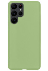 BASEY. Hoes Geschikt voor Samsung S22 Ultra Hoesje Siliconen Back Cover Case Met 2x Screenprotector - Hoesje Geschikt voor Samsung Galaxy S22 Ultra Hoes Cover Hoesje - Groen